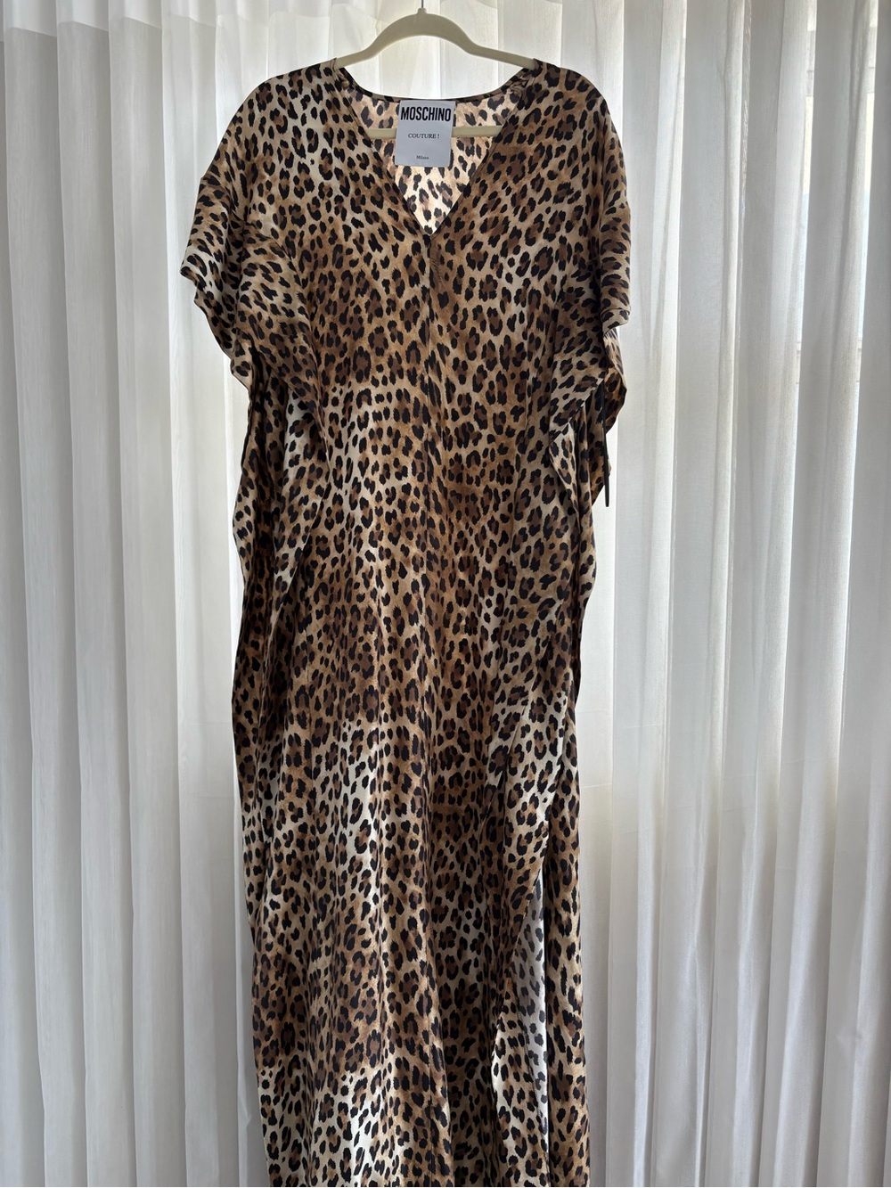 Moschino Leopard Print V-Neck Maxi Dress - Tan and Black size IT 44